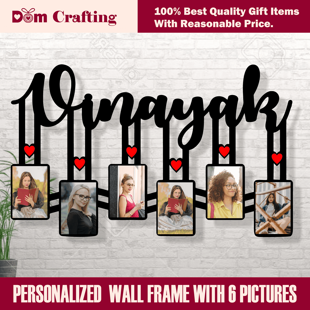Personalized Wall Frame with 6 Pictures - Dom Crafting