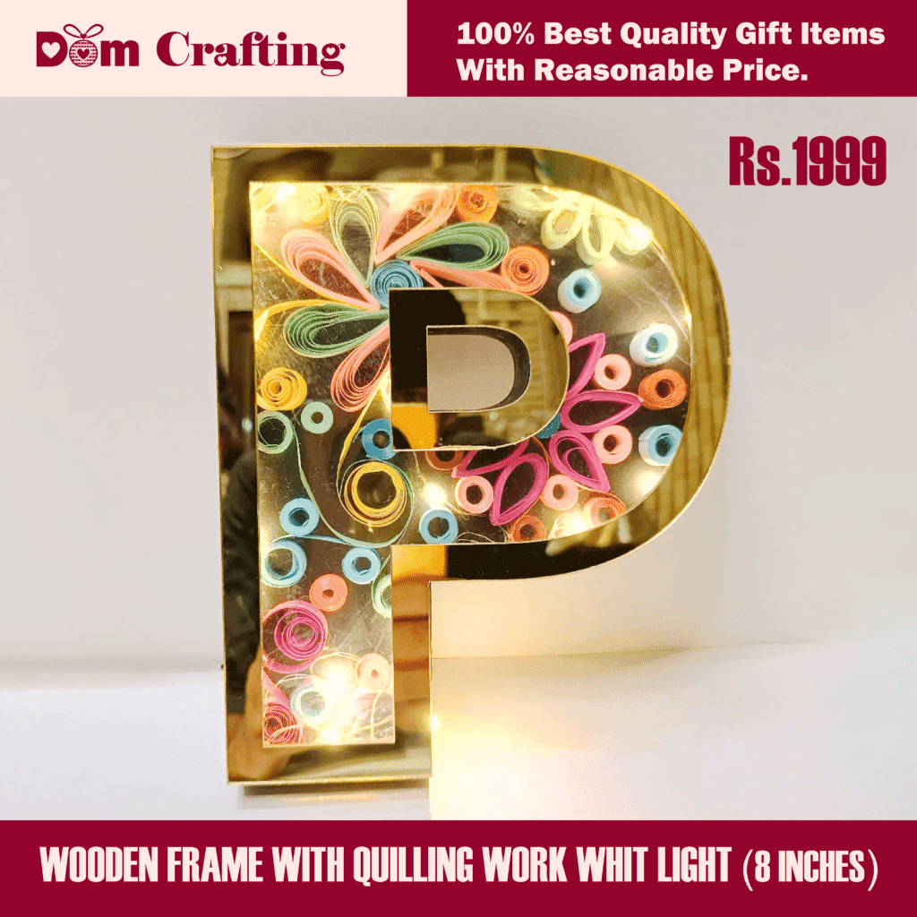 Wooden Frame With Quilling Work White Light - Dom Crafting
